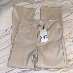 Zara Mini flare pants the feel of pleather new with tag size 2